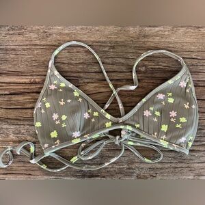 RVCA Women’s Olive Green Floral String Bikini Top - Brand: